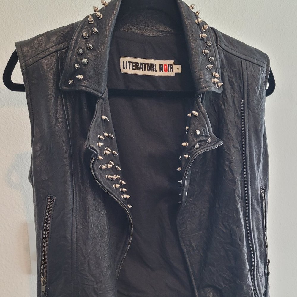 Leather Studded Vest by Literature Noir